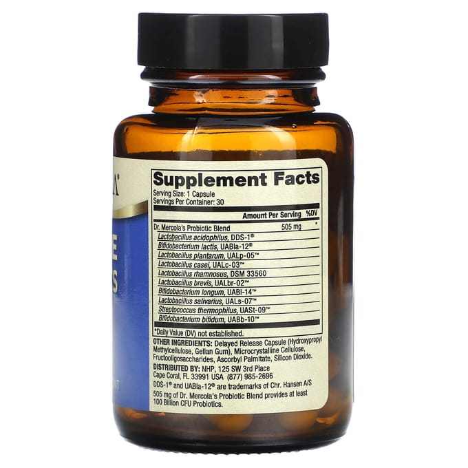 Dr. Mercola, Probiotique Complet, 100 Milliards d'UFC, 30 Capsules