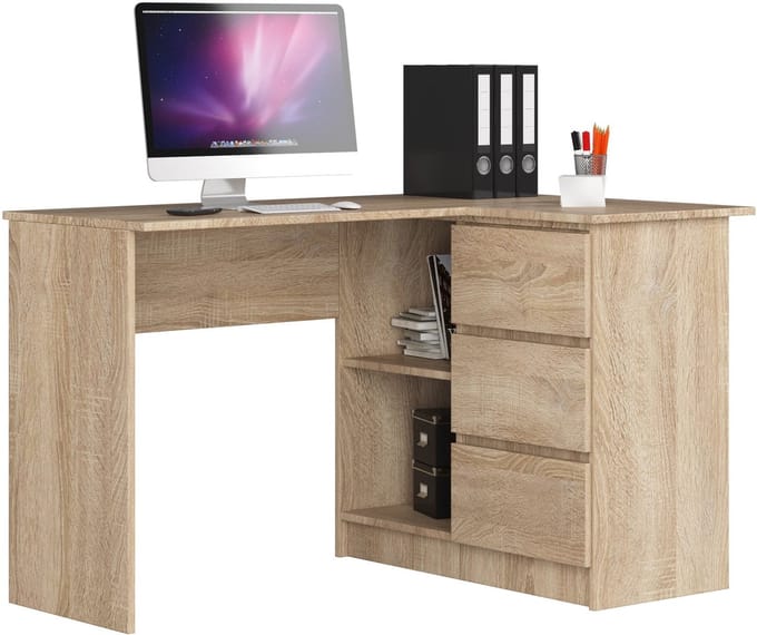 Hoekbureau Rechts B16 / Computerbureau / Computer Tafel / Bureautafel Rechts / Sonoma Eik / 124 x 77 x 85 cm