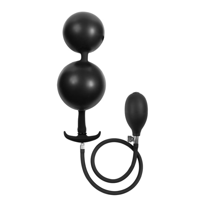 Rimba - Opblaasbare Anaalplug met Dubbele Ballon en Pomp - Siliconen - Zwart