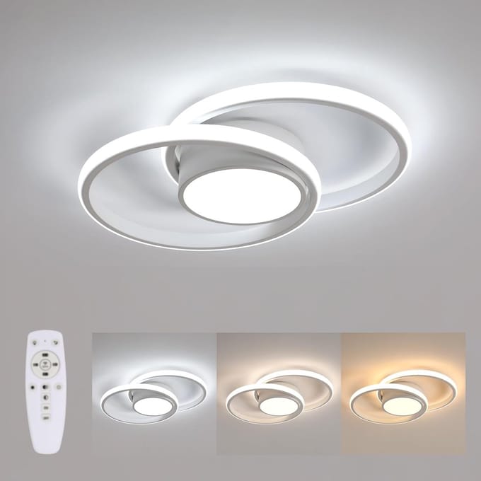 Dimbare witte dubbele cirkel LED-plafondlamp - Afstandsbediening - Verstelbaar 3000-6500K - Variabele sfeer
