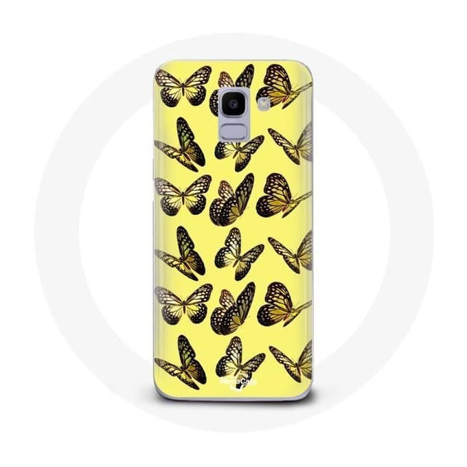Coque pour Samsung Galaxy A8 2018 Papillons Fond Jaune