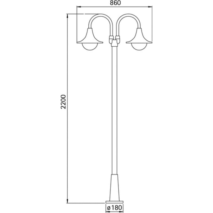 Albert Leuchten Lantaarnpaal 171, 2-lamps, zwart