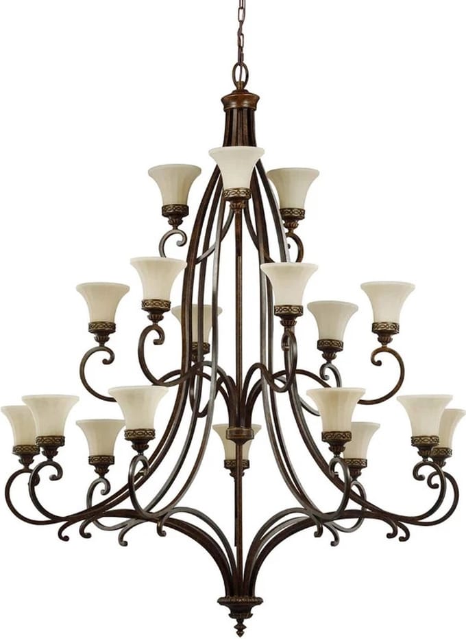 Kroonluchter - Steady Lighting - Metaal -  - E27 - L: 137cm - Voor Binnen - Woonkamer - Eetkamer - Walnut