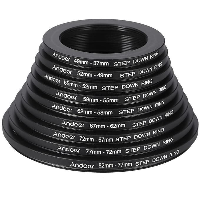 18 stuks Step Up / Step Down Lens Filter Metalen Adapter zwart