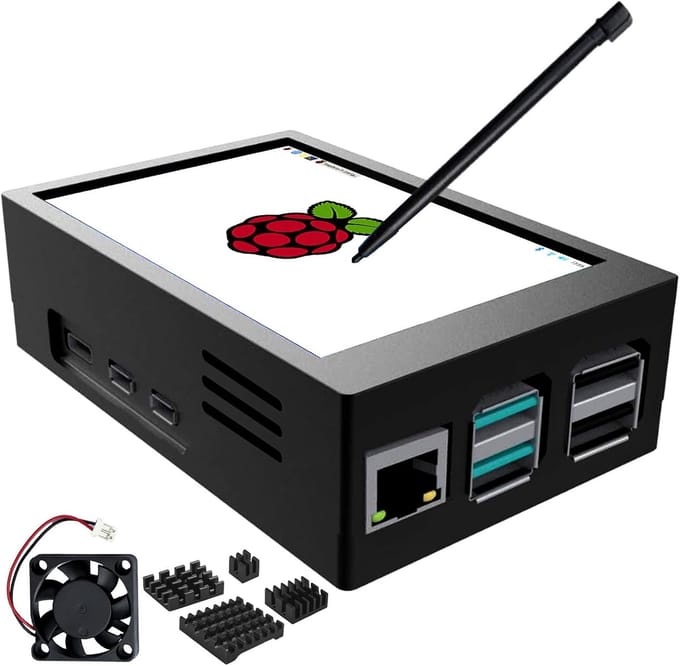 3,5 Inch Touchscreen Display voor Raspberry Pi met Behuizing, Koeling en Ventilator - 480x320 TFT LCD