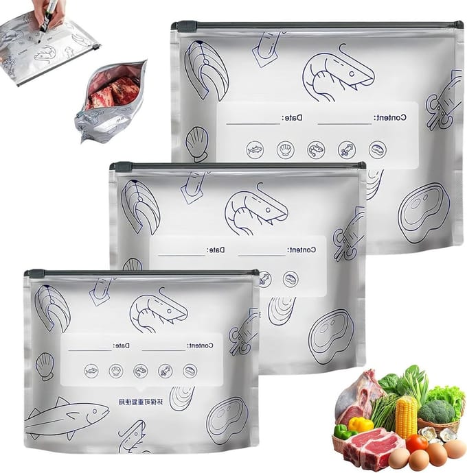 Herbruikbare opbergzakken - 30 stuks met ritssluiting in 3 maten voor groenten, fruit en snacks