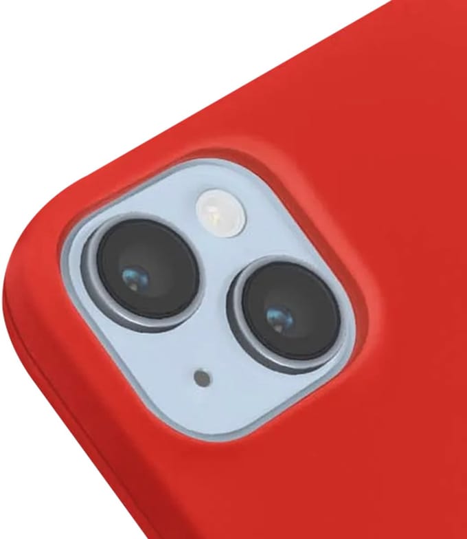 Jaym, Hoesje geschikt voor Apple iPhone 14 Plus - Siliconen MagSafe met Microvezel, Rood