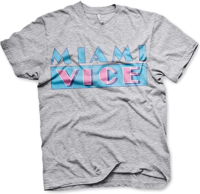 Miami Vice T-shirt met verweerd logo, heathergrijs
