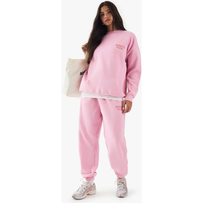 boohoo Dames DSGN Studio Sports Bubble Slogan Oversized Jogger | Pink | Maat: XS