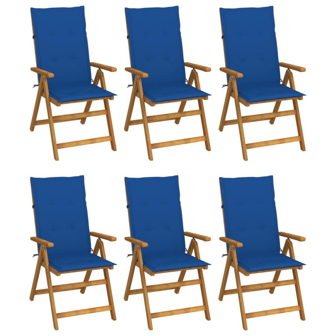 vidaXL - Inklapbare - stoelen - 6 - st - met - kussens - massief - acaciahout