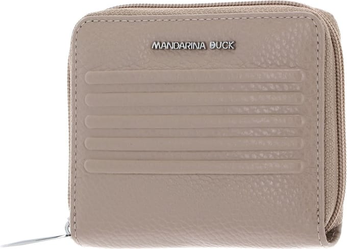 MANDARINA DUCK Leren Portemonnee I-Con Zip Wallet Warm Taupe