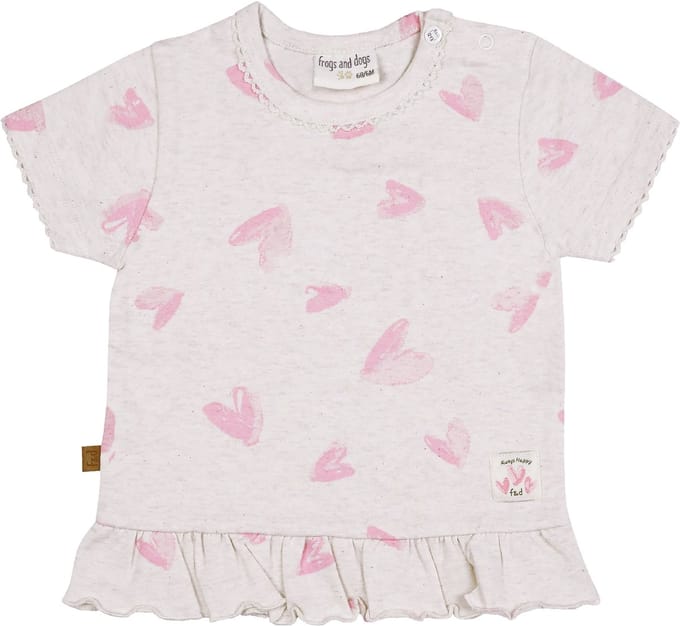 Shirt korte mouw Hearts – Spring Breeze – Off White gemêleerd – Frogs and Dogs - Maat 68