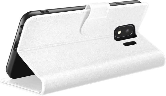 Zanae, Hoesje geschikt voor Samsung J4 - Wallet Case & Magneetsluiting, Wit
