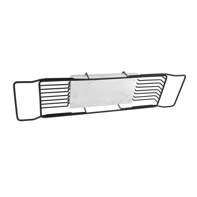 Metalen Marmeren Badrek Antislip Ruimtebesparend Multifunctioneel Uitschuifbaar Badblad Huis black
