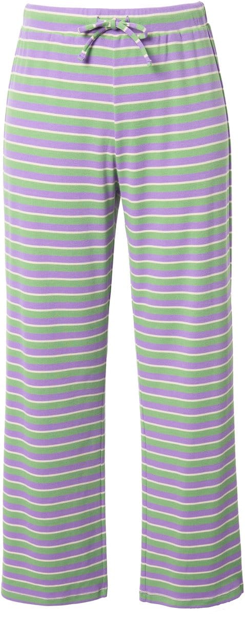 Studio Untold - Dames - Gestreepte broek wijde pijpen ribjersey - Purper - Maat 54+