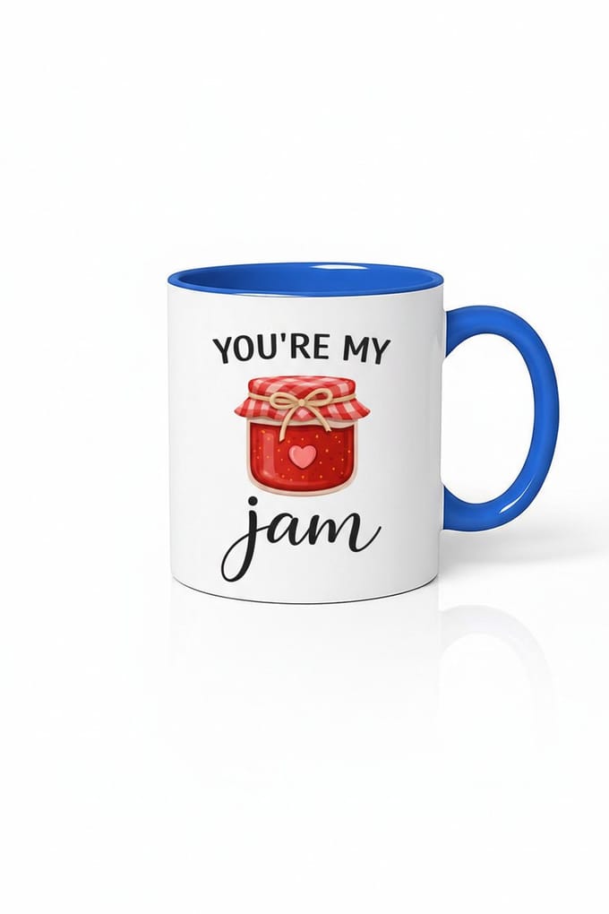 You're My Jam Mok - Romantisch Cadeau met Liefdevolle Jam Pot Design - Blauw & Wit