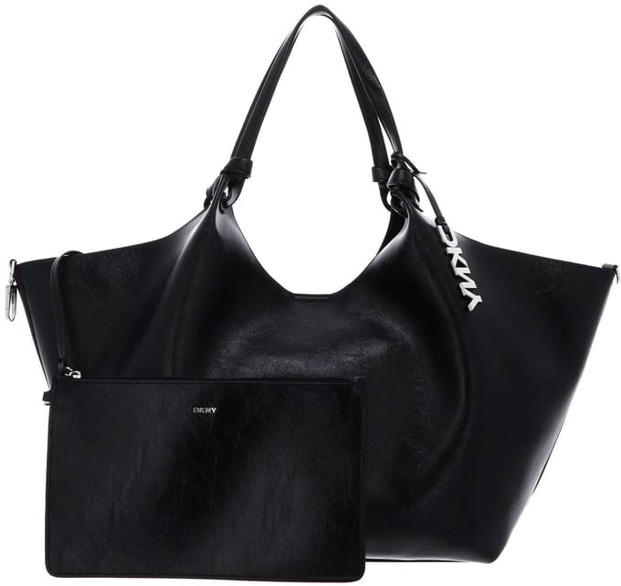 DKNY handtas schoudertas Paula Tote Bag Black / Silver zwart