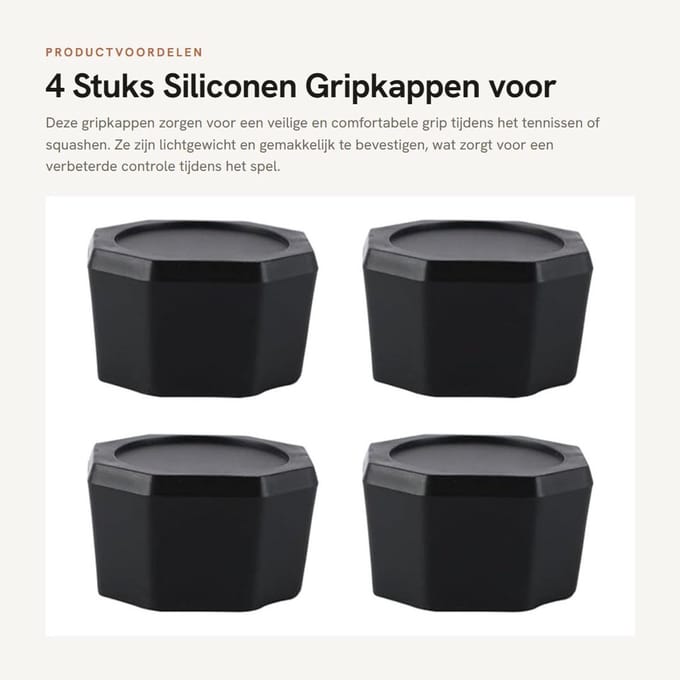 Dailygoods - 4 Stuks Siliconen Gripkappen voor Tennisrackets