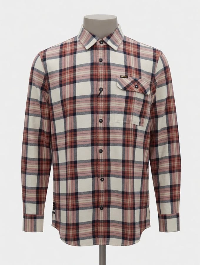 PME Legend - Overhemd - Mannen - Wit / Donkerblauw / Rood - Maat XL