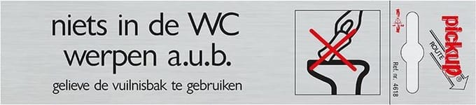 Pickup Route Alulook 165x44 mm - Niets in de WC werpen (toilet)