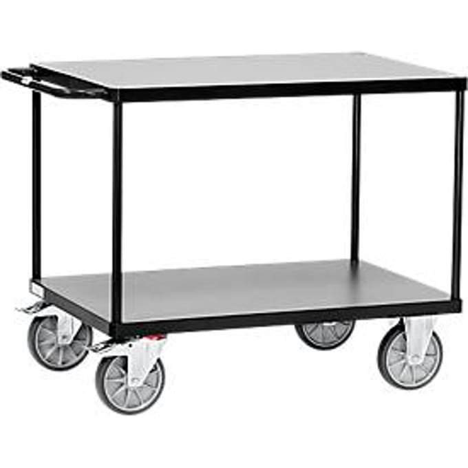Fetra Etagewagen met 2 etages, "Grey Edition",  L 850 x B 500 mm, draagvermogen 500 kg, grijs