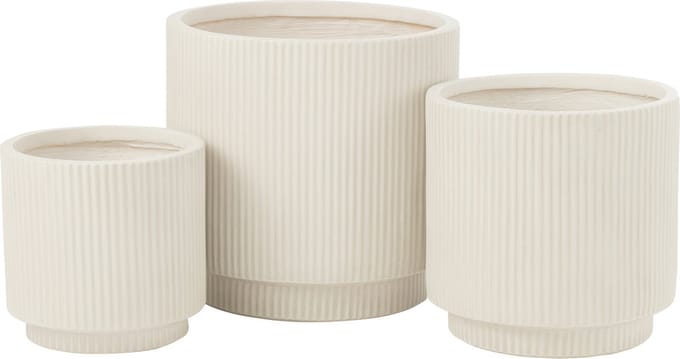 J-Line Set Van 3 Bloempotten Misty Klei Wit