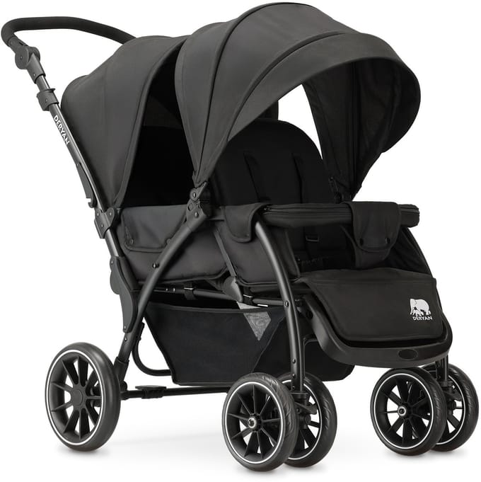 Deryan Elena Duo Buggy - Dubbele Buggy - Compact Lichtgewicht - Zwart