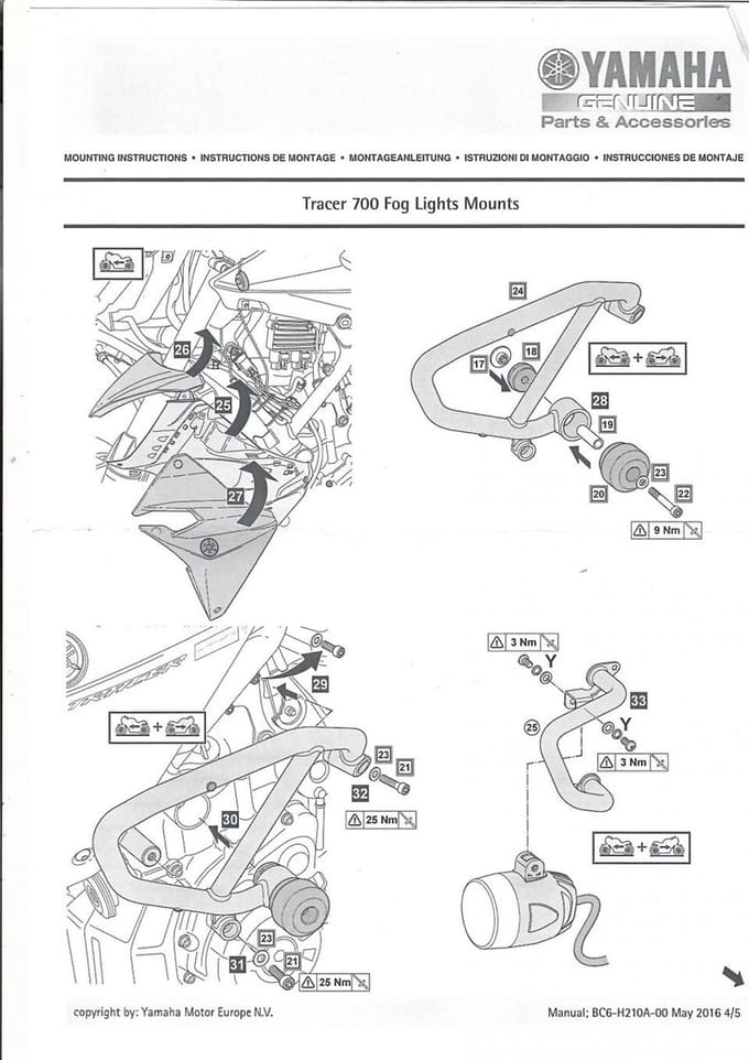 anticondens montagekit voor motorfiets yamaha 700 tracer 2016-20 bc6-h54a5-00