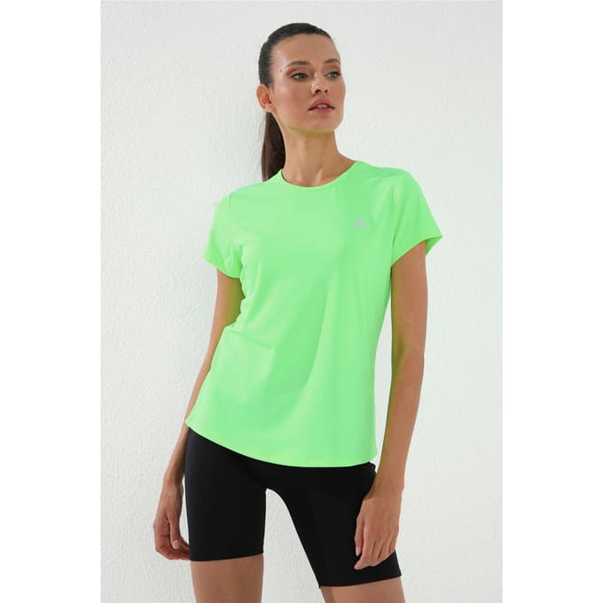 Dames Effen Korte Mouwen Rondhals T-Shirt
