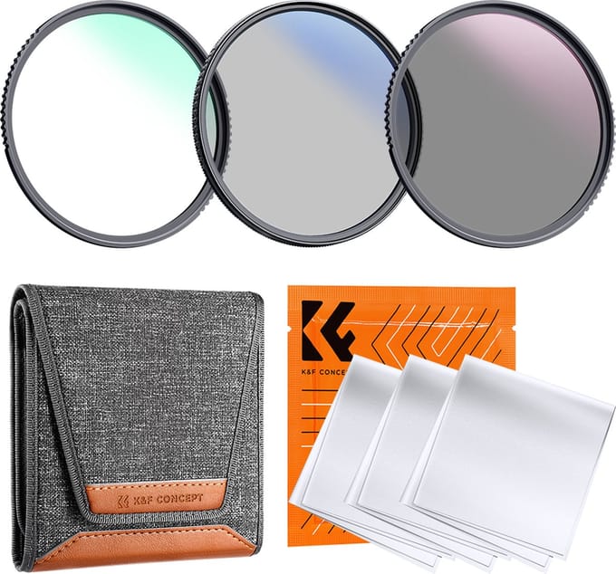 K&F Concept 58mm MCUV + CPL + ND4 Nano-K filter set kit