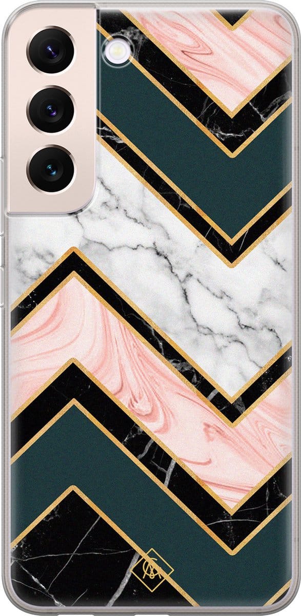 Casimoda® hoesje - Geschikt voor Samsung S22 Plus - Marmer Triangles - Backcover - Siliconen/TPU - Multi