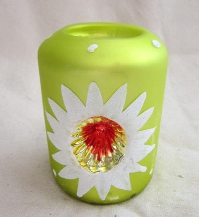 ZoeZo Design - 2 stuks - Waxinelichtjeshouder - kerstbalstyle - Vintage - glas - groen - 10 x Ø7 cm