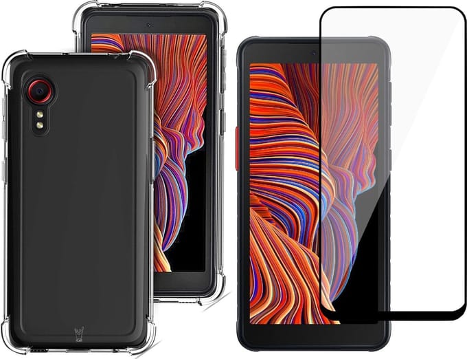 Hoesje geschikt voor Samsung Galaxy Xcover 5 - Transparant Shockproof Case en Screen Protector Glas Full
