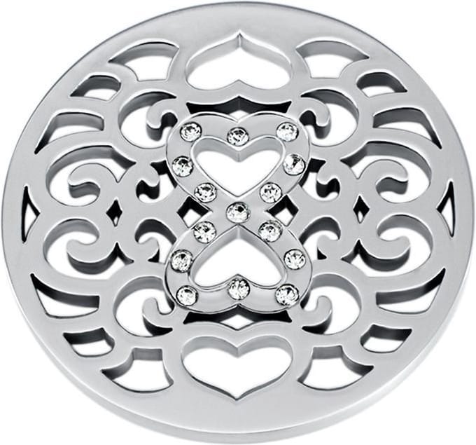 Quiges - Munthouder Munt 25mm RVS met Zirkonia Infinity Zilverkleurig - EPRS084