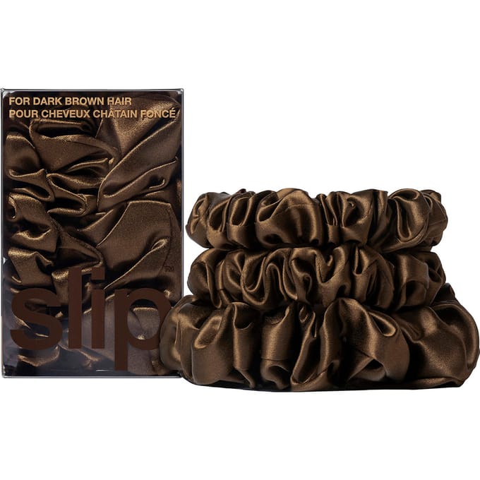 Slip Pure Silk Assorted Scrunchies - Various Colours - Dark Brown