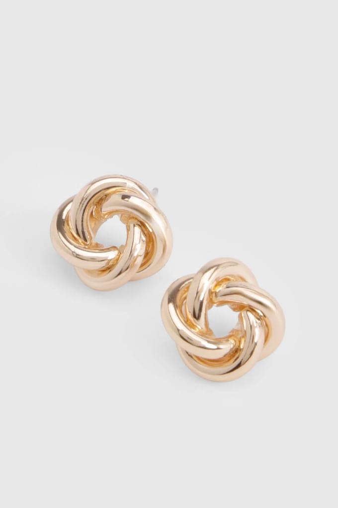 boohoo Dames Gouden Knoop Stud Oorbellen