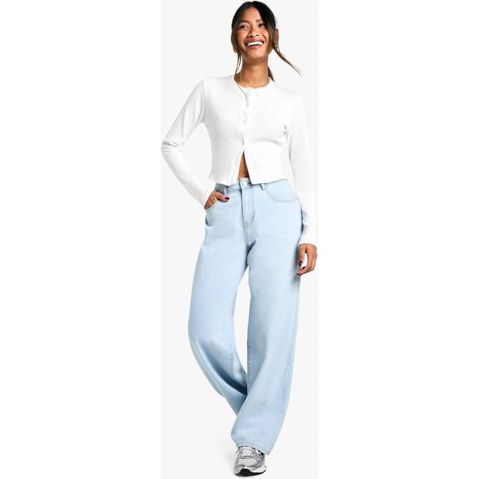 Dames Boohoo Basics Baggy Boyfriend Jeans | Bleached Blue | Maat: 10/32L