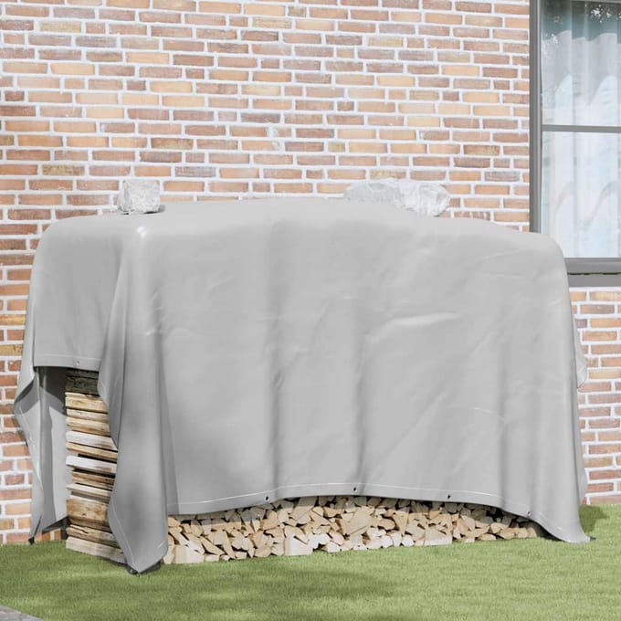 vidaXL - Zeilen - Grijs - 3 - x - 3 - m - Canvas - met - PVC-coating