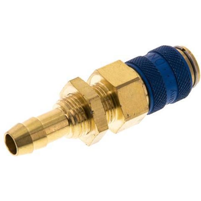 Messing DN 5 Blauw Luchtkoppeling Snelkoppeling 8 mm Slangpilaar Schotkoppeling