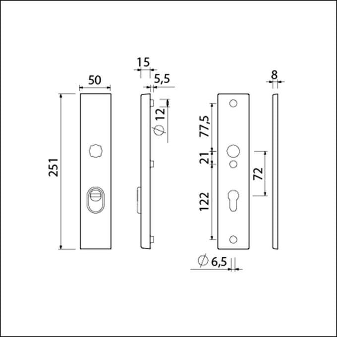 AMI VHB 251/50/15 BUITEN KT 72 BINNEN PC 72 ZWART DD.53/57 MM.
