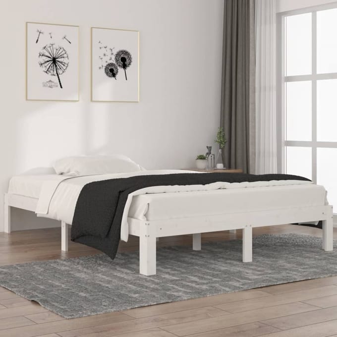 vidaXL - Bedframe - massief - grenenhout - wit - 140x200 - cm