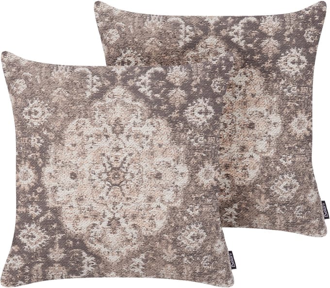 MIMISAL - Sierkussen set van 2 - Lichtbruin - 45 x 45 cm - Katoen