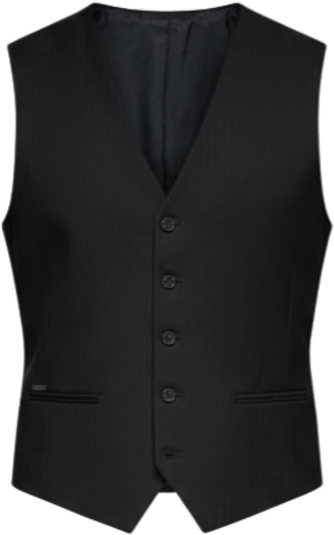 OMBRE Gilet - Slim Fit - Knopen Zwart L