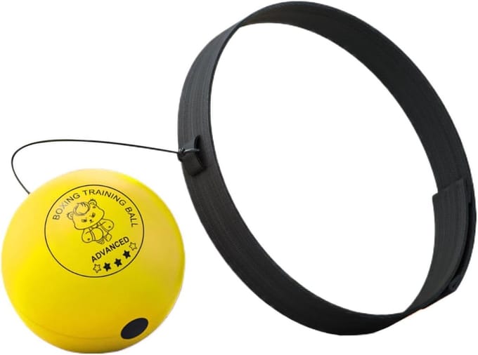 Boksbal Set - Reactiebal Training - Coördinatie Verbeteren - Verstelbare Band - 3 Maten Ballen - Geel