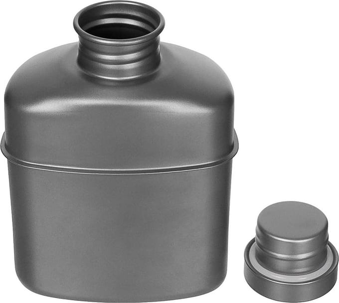 Fox outdoor titanium veldfles 1L met tas, zwart