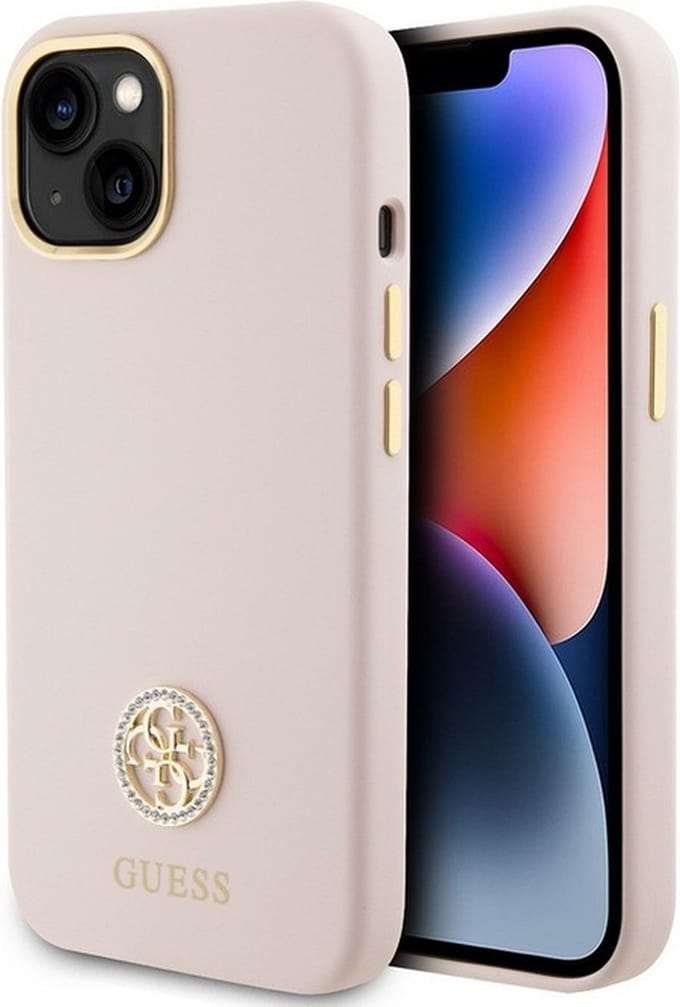 Guess 4G Silicone Metal Logo Back Case - Geschikt voor Apple iPhone 15 (6.1") - Roze