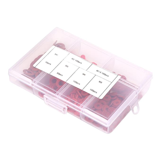 500 Stuks Koolstofstaal Geplateerd Wit Zink Rood Isolatie Platte Ring Set