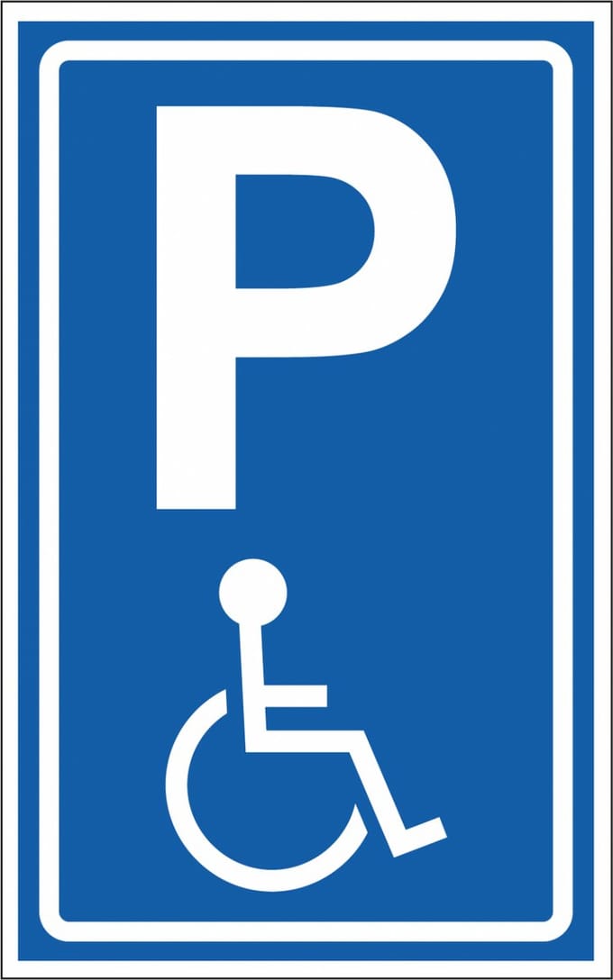 Invalidenparkeerplaats bord, kunststof, E6 400 x 250 mm