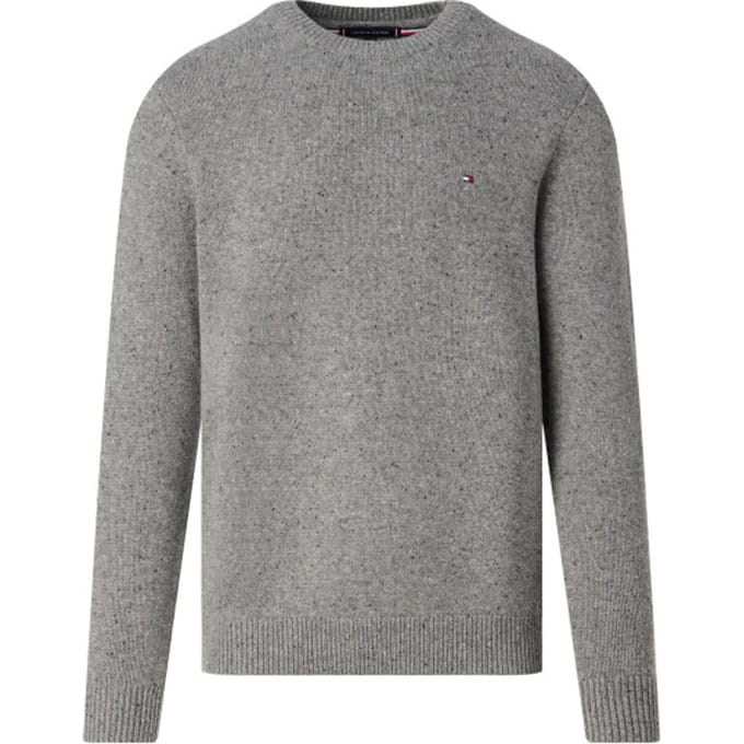 Ronde hals Tommy Hilfiger trui grijs lamswol