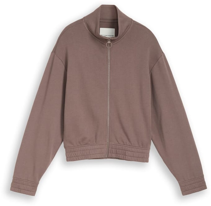 Tom Tailor - Sweatjack met opstaande kraag - Maat 140 - rusty brown